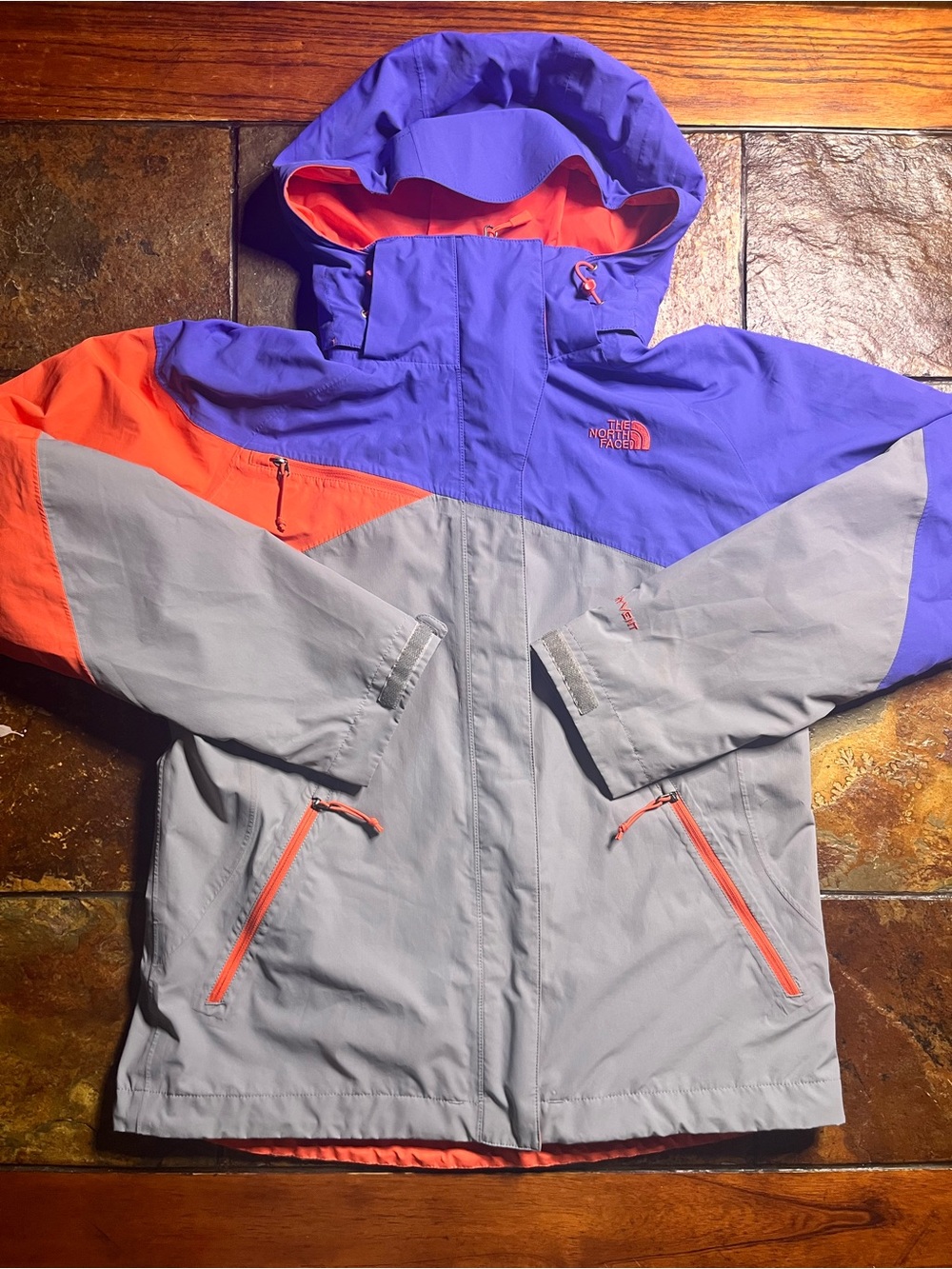 The North Face Colorblock Jacket — Purple, Gray & Orange-Medium